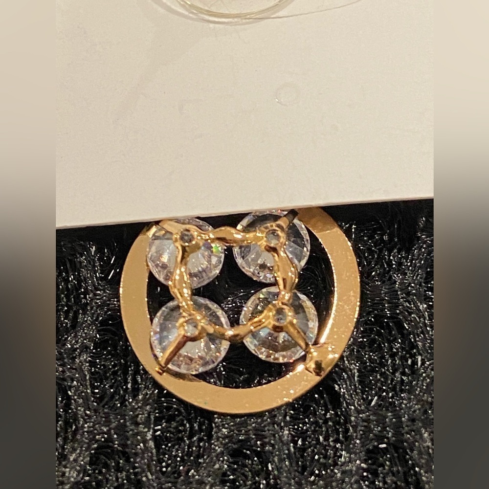 Gold Drop Earrings with Clear Crystals - Hypoallergenic - New With Tags - Picture 8 of 13